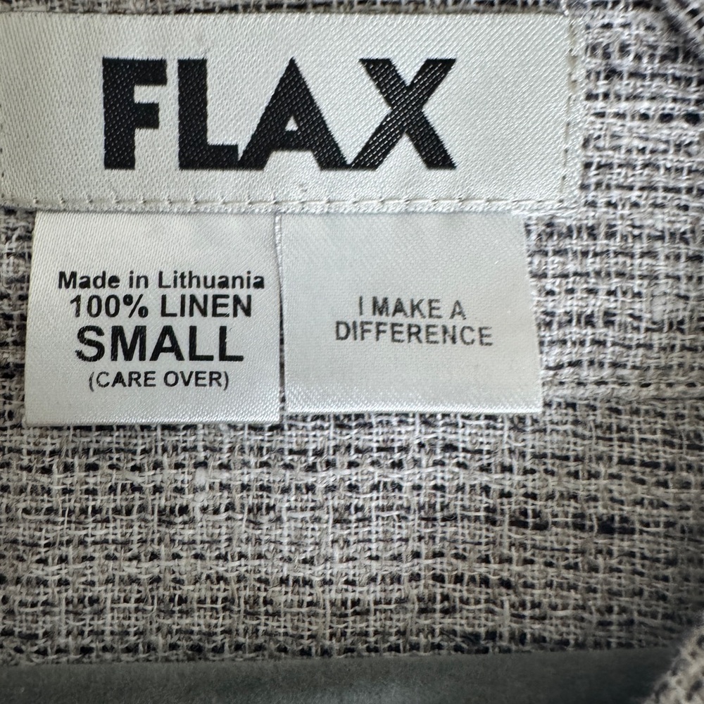 FLAX 100% Linen Tweed Lightweight Full Zip Front Jacket Gray Black & White Small - Picture 8 of 12